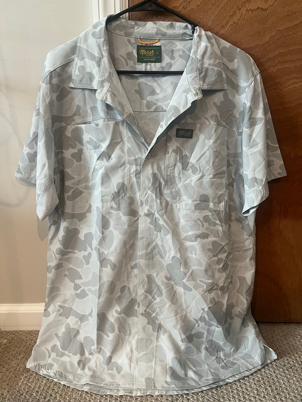 Grey Camo Marsh Wear Button Down Shirt